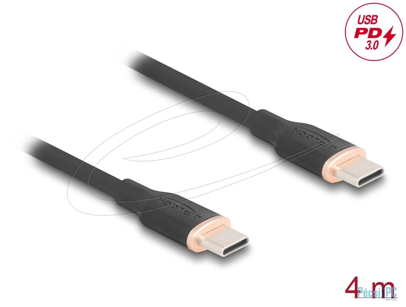 DeLock USB cable USB-C to USB-C 4m Black
