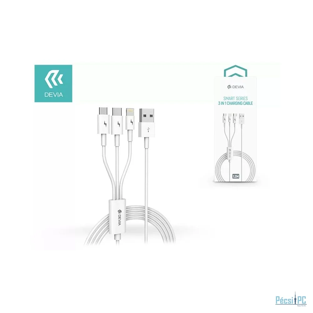 Devia Smart Series 3 In 1 Charging Cable 1,2m White