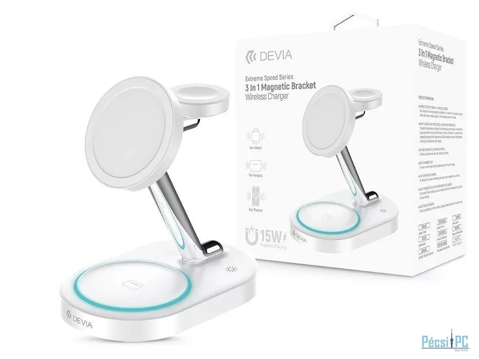 Devia ST111844 Extreme Speed Series 15W Qi 3In1 Wireless Charger White