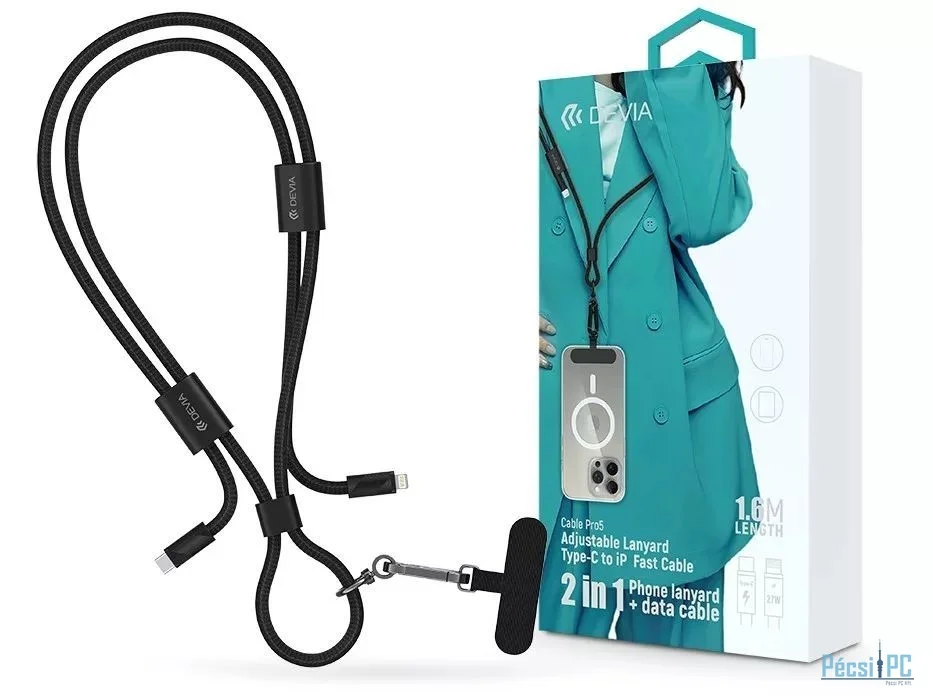 Devia ST124981 Cable Pro5 Woven 1,6m 27W PD Type-C - Lightning Black