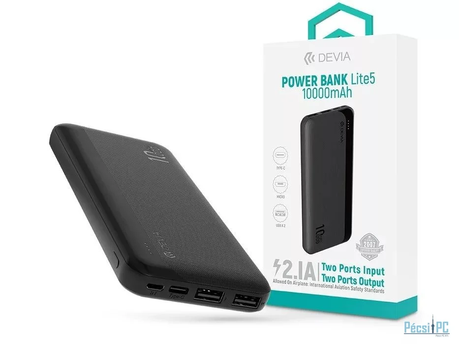Devia ST125636 Kintone Series Lite 5 10000mAh Powerbank Black