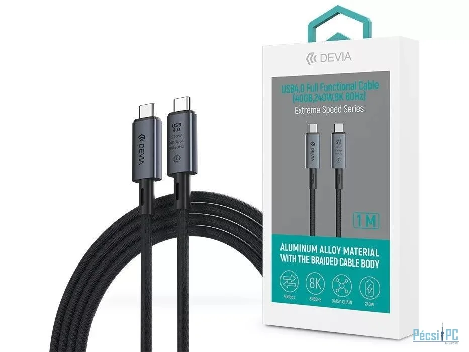 Devia ST399688 Extreme Speed USB4.0 40 Gbps 240W PD Type-C/Type-C 1m Black