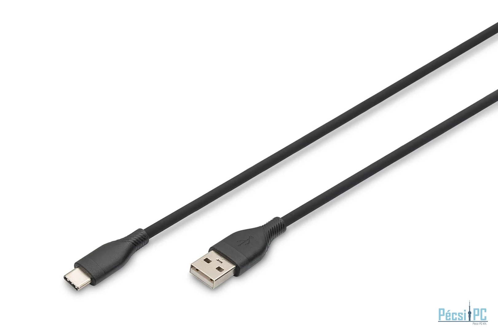 Digitus USB-C Silicone charging cable USB-A to USB-C USB 2.0 60W 2m Black