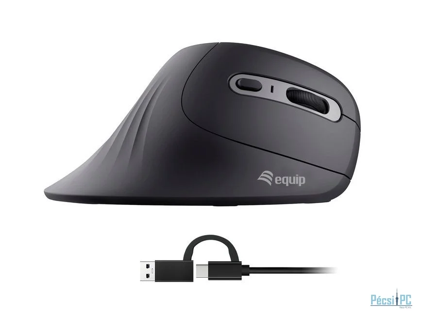EQuip Vertical Ergonomic Wired Mouse Black