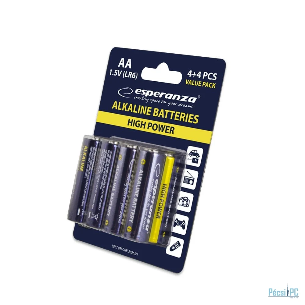 Esperanza AA Alkáli Elem 8db/csomag
