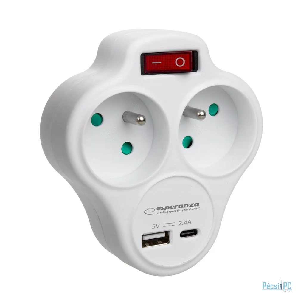 Esperanza ELK311W electrical socket splitter with switch White