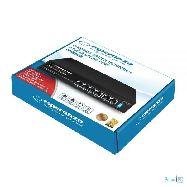 Esperanza ENS105 Spinner 4 PoE + 2 UPLINK PORT Ethernet Switch