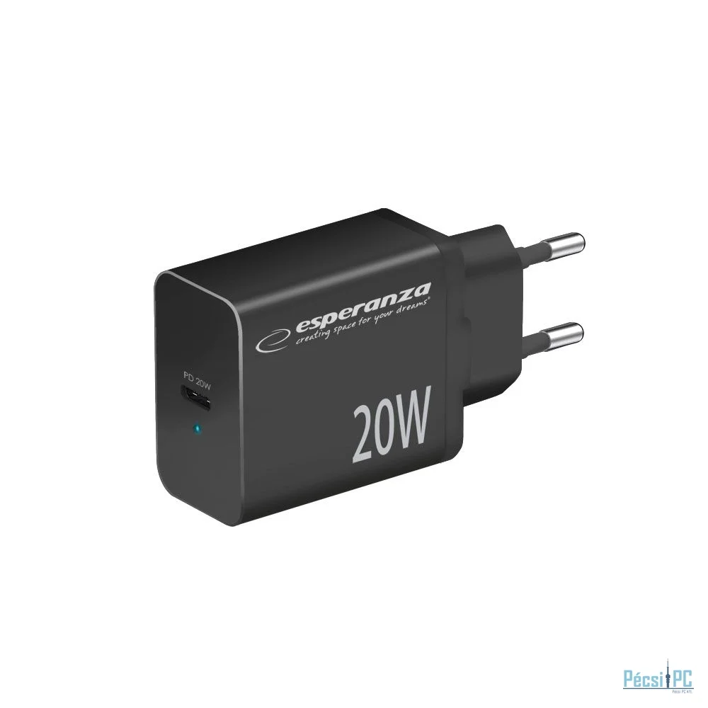 Esperanza EZC104K Quick Power Charger 20W USB-C PD Black