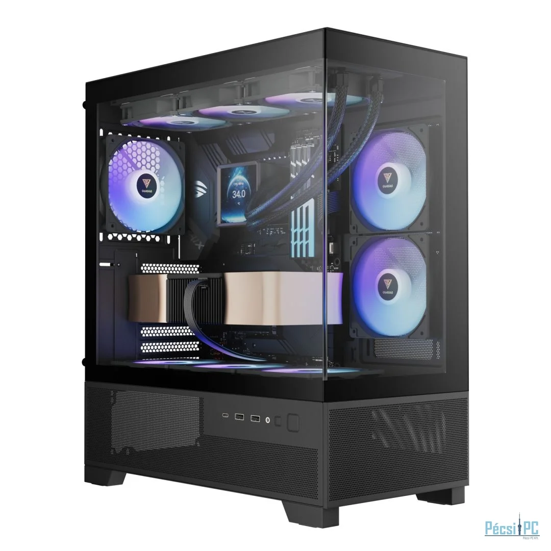 Gamdias Aura GC12 ARGB Tempered Glass Black