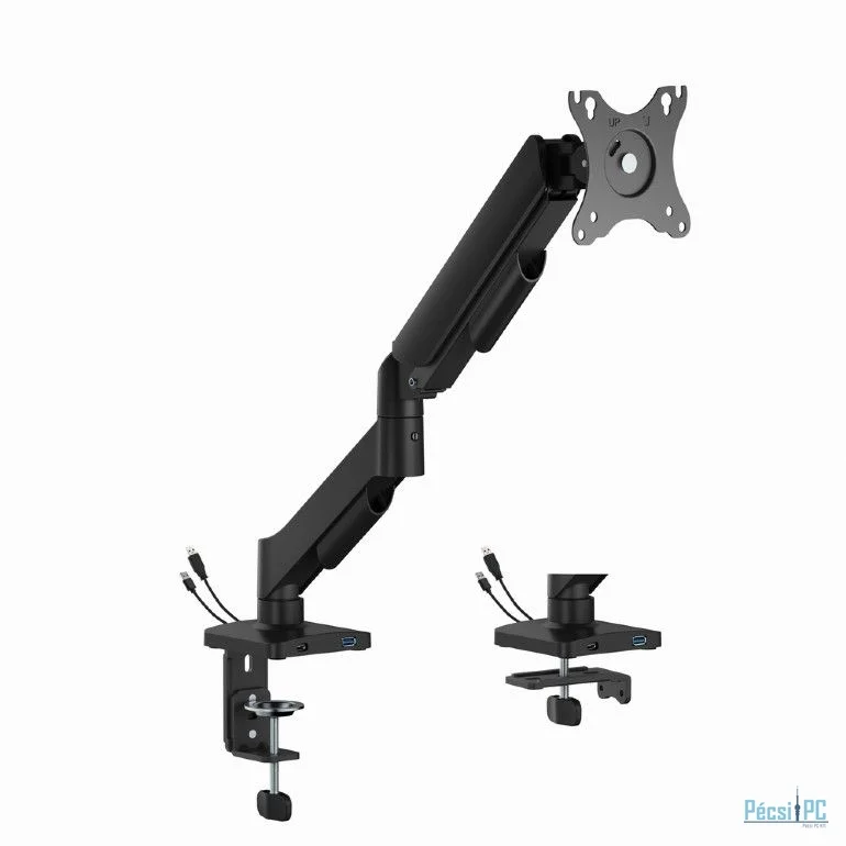 Gembird MA-DA1U-01 Adjustable desk display mounting arm with USB ports 17”-32” Black