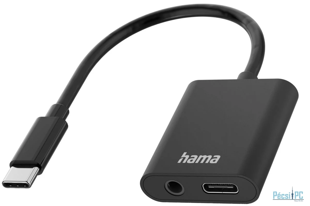 Hama 2in1 USB Type-C/m - Audio+USB Type-C Adapter Black