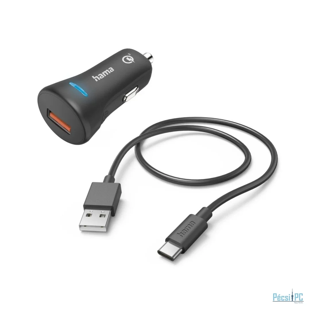 Hama Fast Car Charger with USB-C Charging Cable 19,5W 1,5m Black