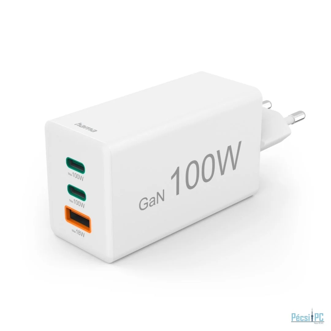 Hama Fast Charger GaN Mini Charger 100W White