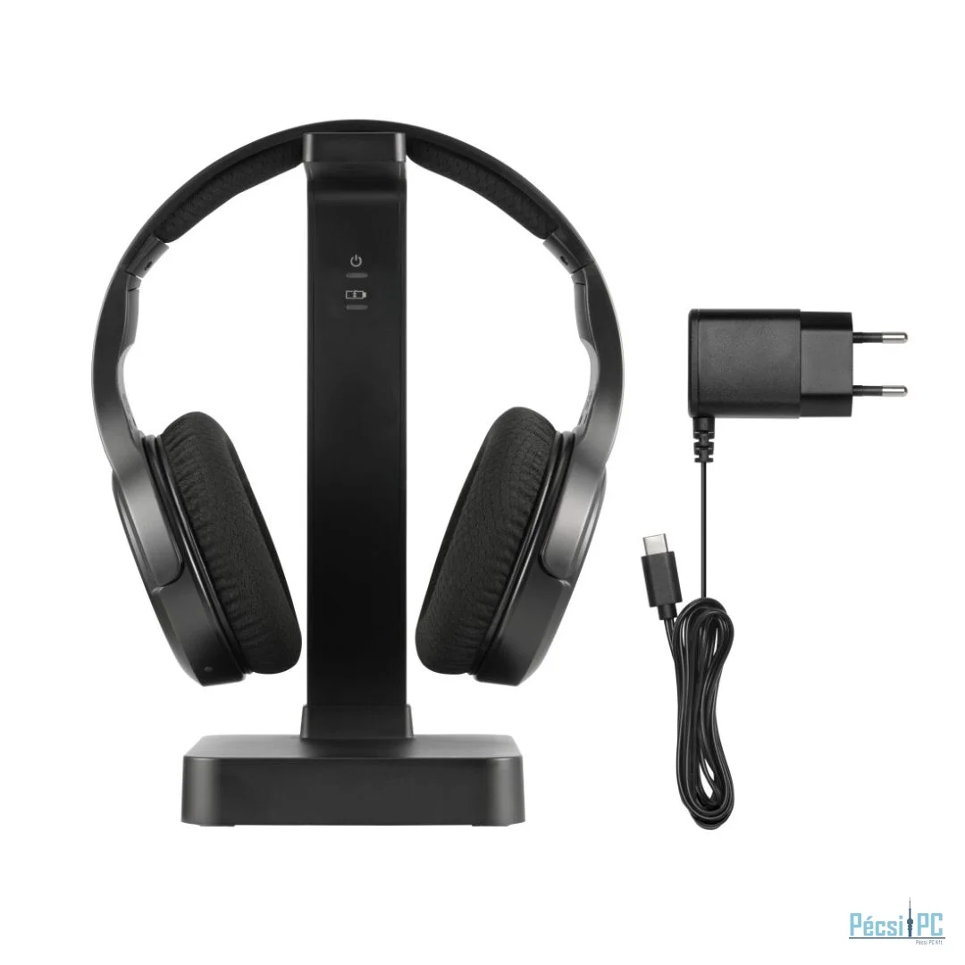 Hama TV Headphones, Wireless Bluetooth Headset + Stand Black