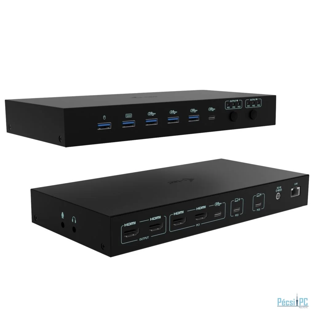 I-TEC USB-C KVM Dock PRO for Three Hosts Dual Video, with 2x Power Delivery max 92W