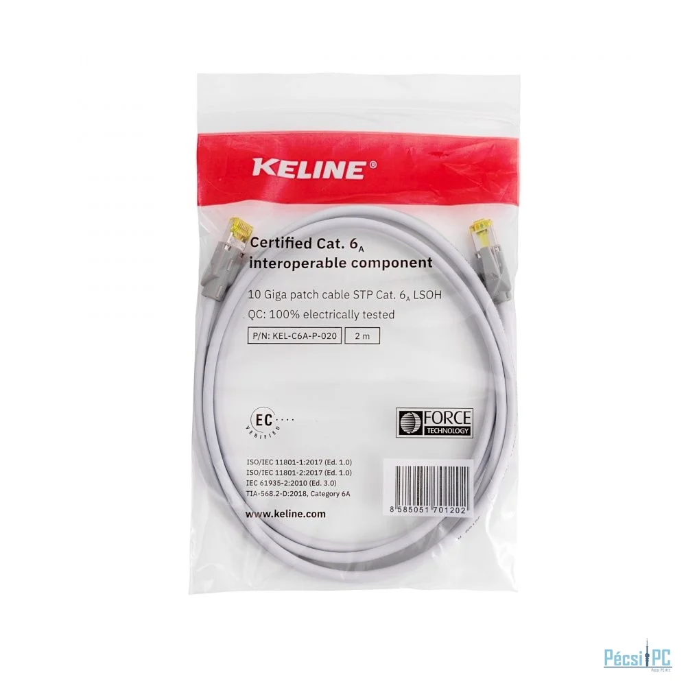 Keline CAT6A S-FTP Patch Cable 15m Grey