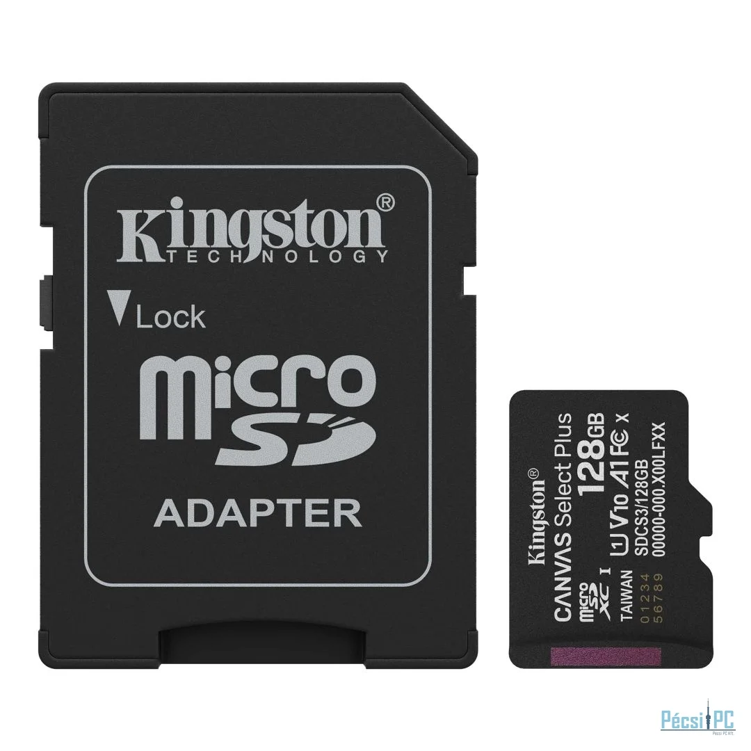 Kingston 128GB microSDXC Canvas Select Plus Gen3 Class 10 UHS-1 A1 V10 + adapterrel