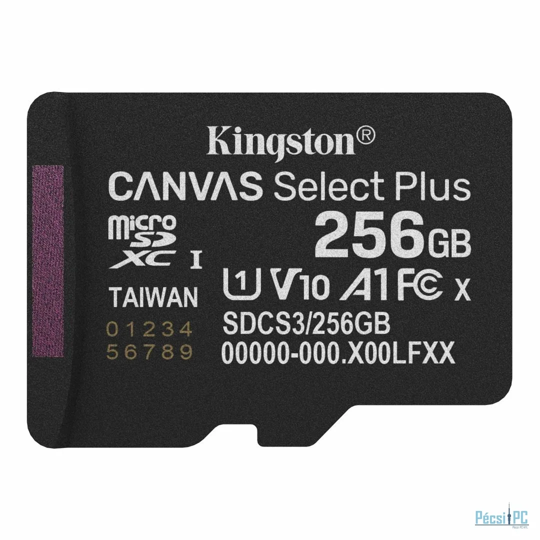 Kingston 256GB microSDXC Canvas Select Plus Gen3 Class 10 UHS-1 A1 V10 adapter nélkül