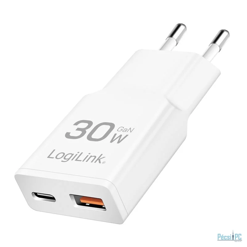 Logilink Dual-USB-C GaN charger White