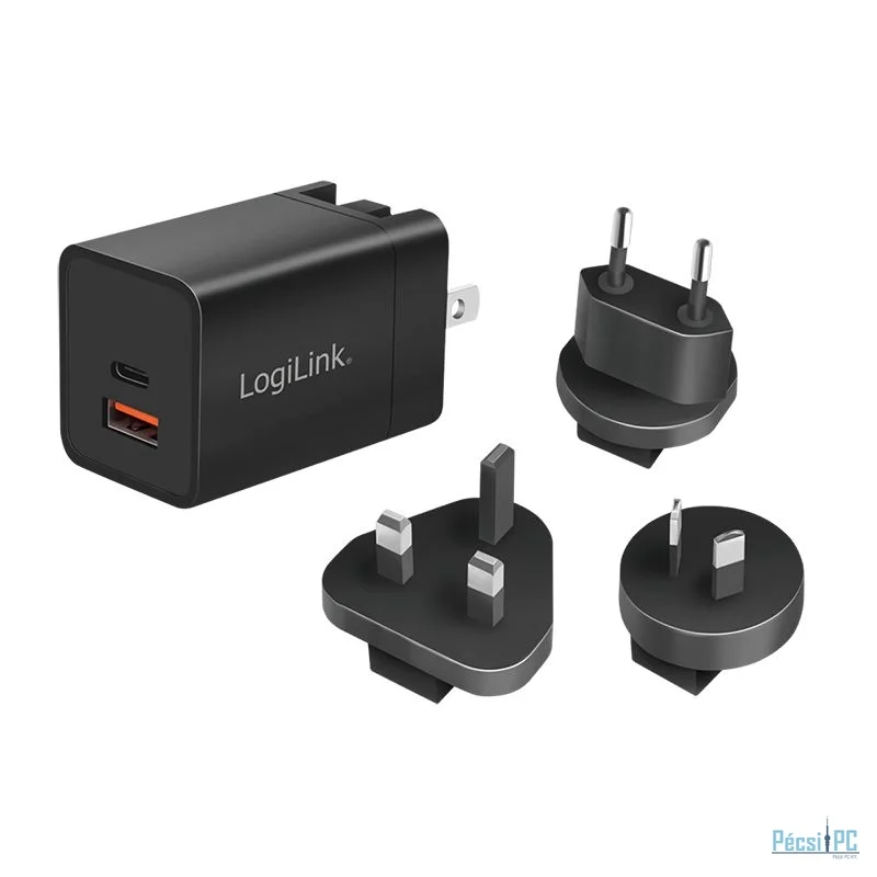 Logilink Dual USB socket travel adapter Black