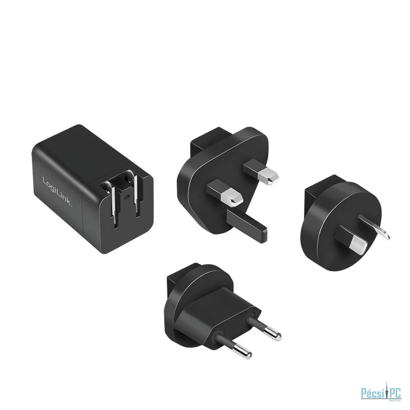 Logilink Dual USB socket travel adapter Black