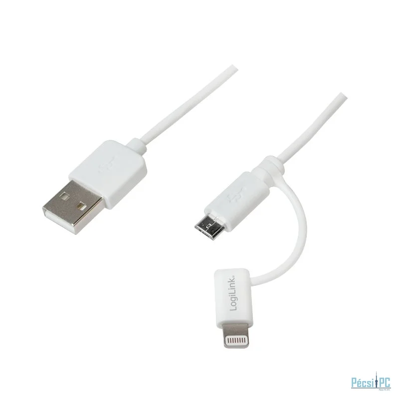 Logilink USB 2.0 cable USB-A/M to Micro-USB + Lightning/M 1m White