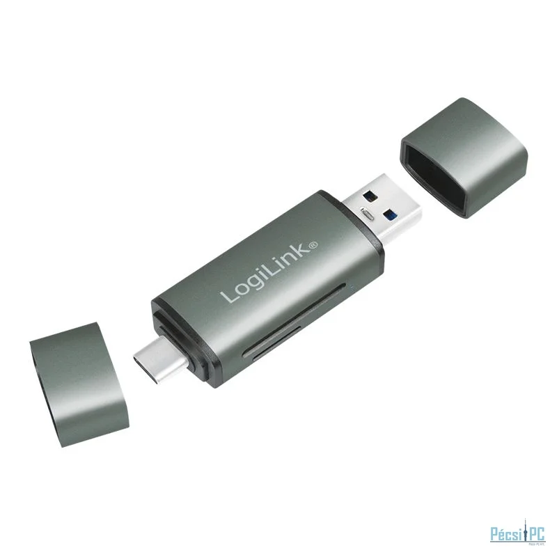 Logilink USB 3.2 Gen1 for SD and microSD Card Aluminum Case Card Reader Silver