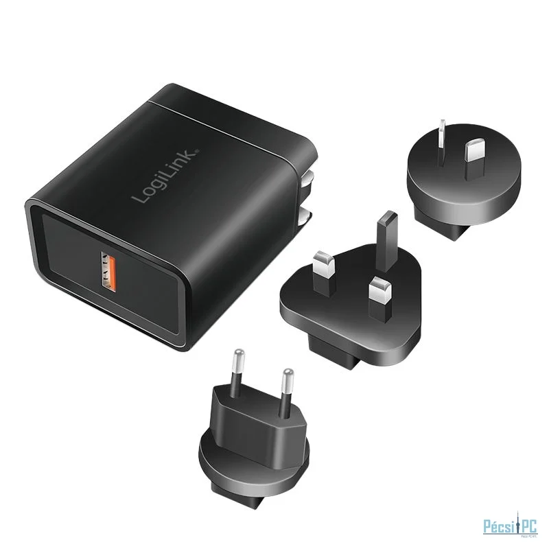 Logilink USB socket travel adapter for QC 3 18W Black