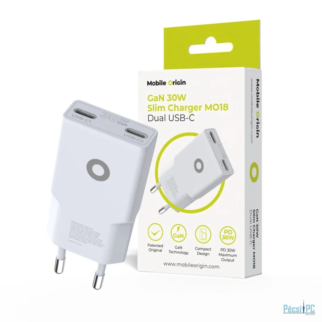 Mobile Origin MO18 - Dual USB-C GaN 30W Slim Charger