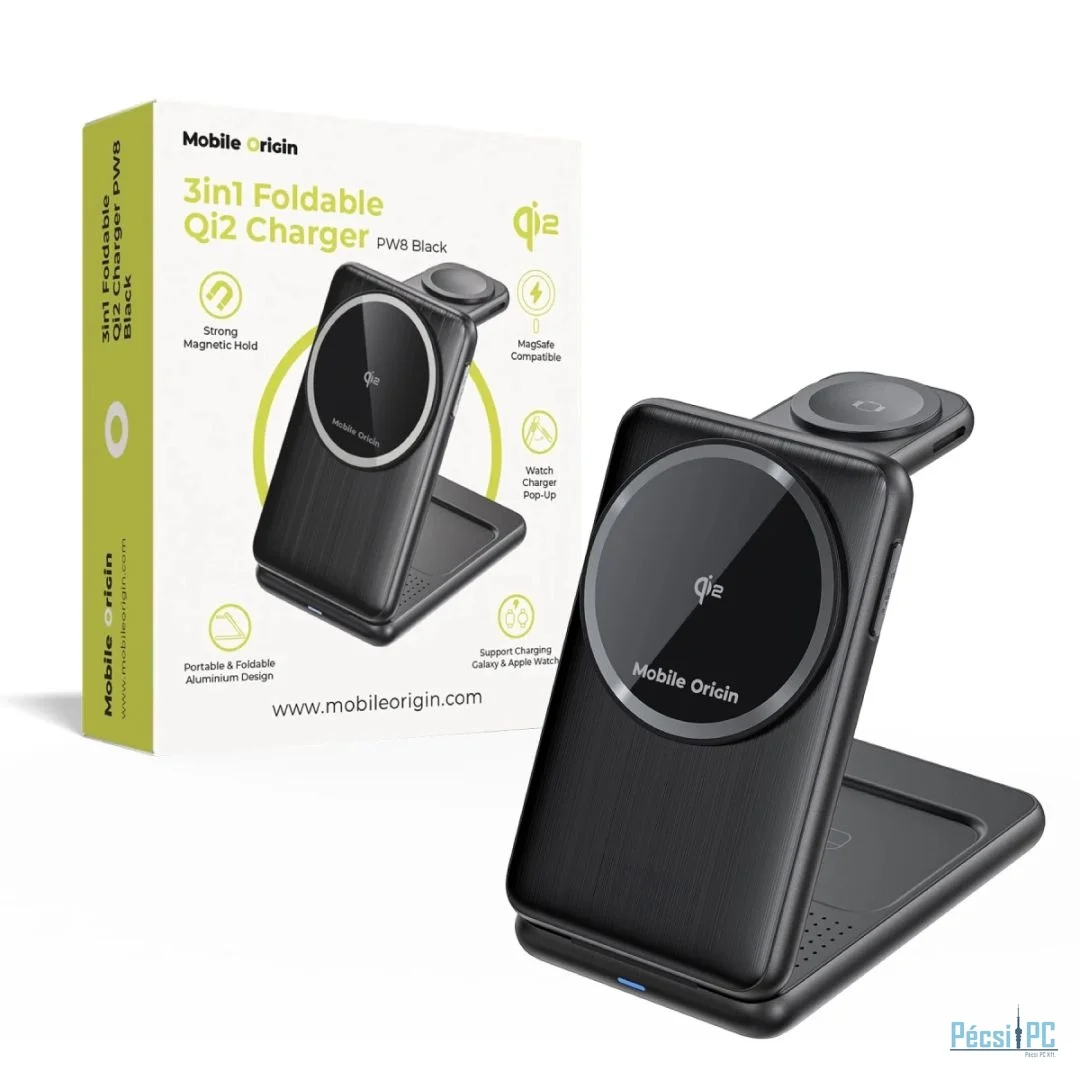 Mobile Origin 3in1 Foldable Qi2 Charger PW8 Black