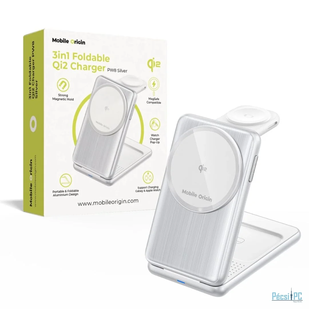 Mobile Origin 3in1 Foldable Qi2 Charger PW8 Silver