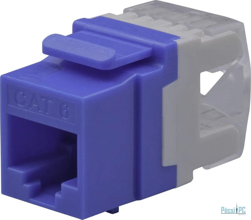 Nestron Keystone UTP csatlakozó; Cat6; 180°; dual IDC (Krone/110); kék
