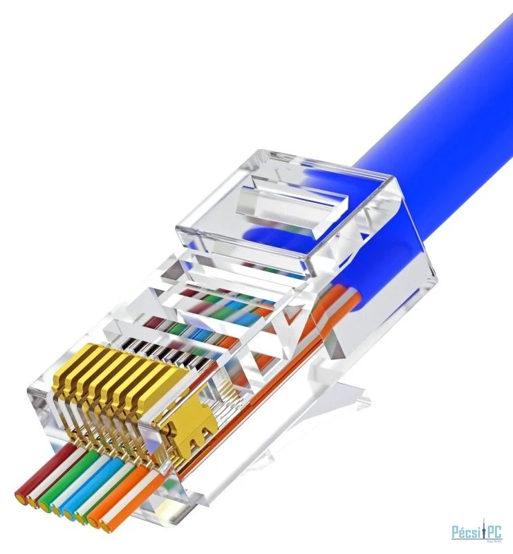 Nestron UTP RJ45 csatlakozó; Cat5e; átfűzhető; fali és patch kábelekhez; 10 db/csomag