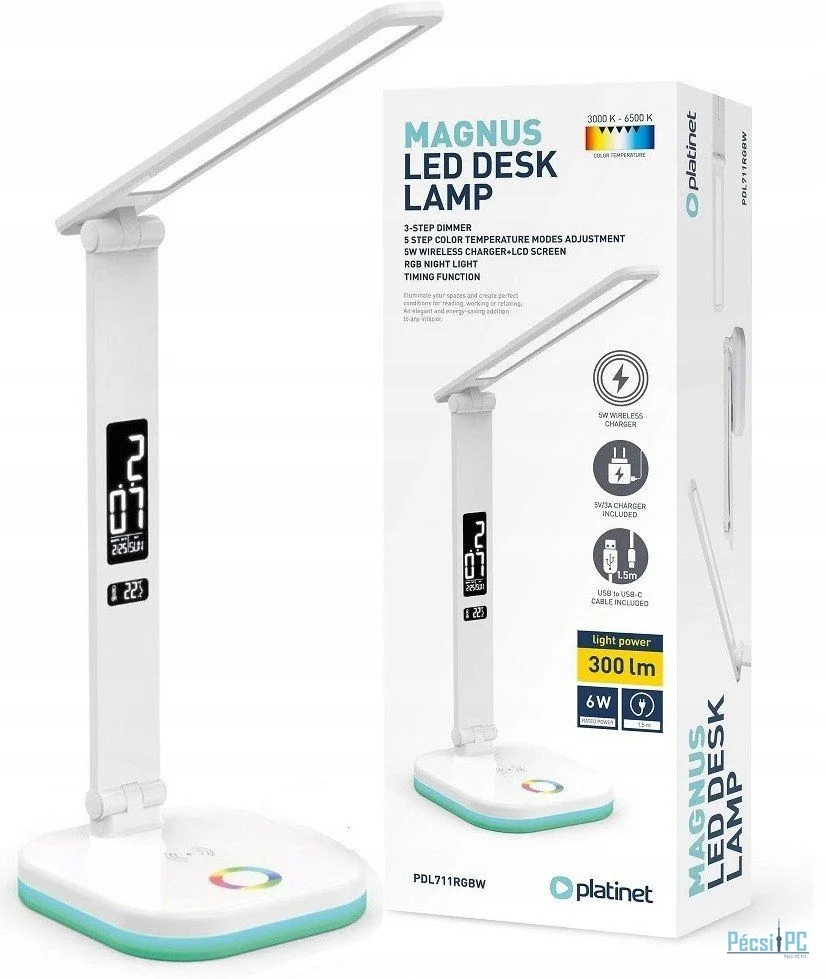 Platinet Desk Lamp RGB Wireless Charging White
