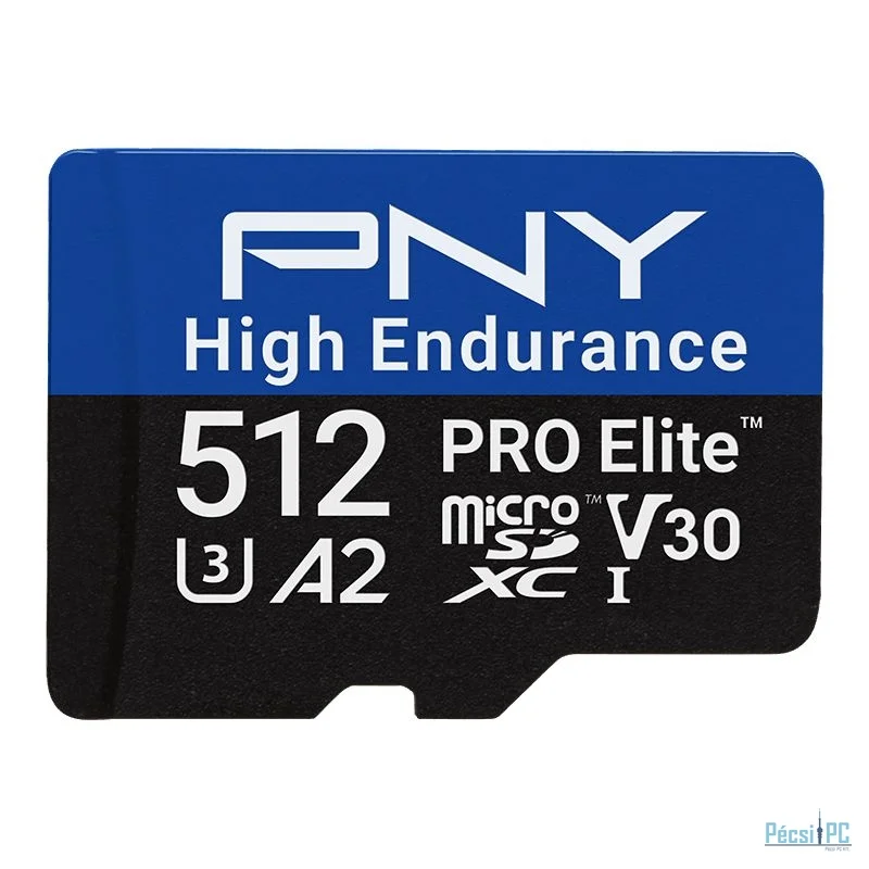 PNY 512GB microSDXC Pro Elite High Endurance Class 10 U3 V30 A2 + adapterrel