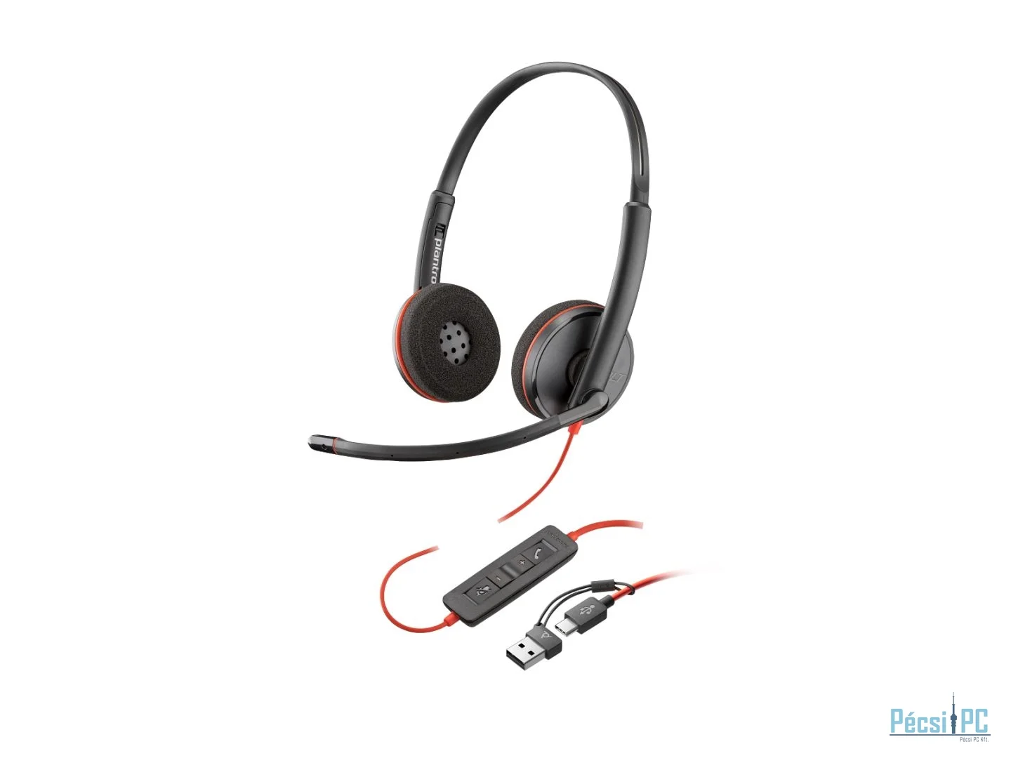 Poly Plantronics HP Blackwire 3220 USB-A/USB-C Headset Black