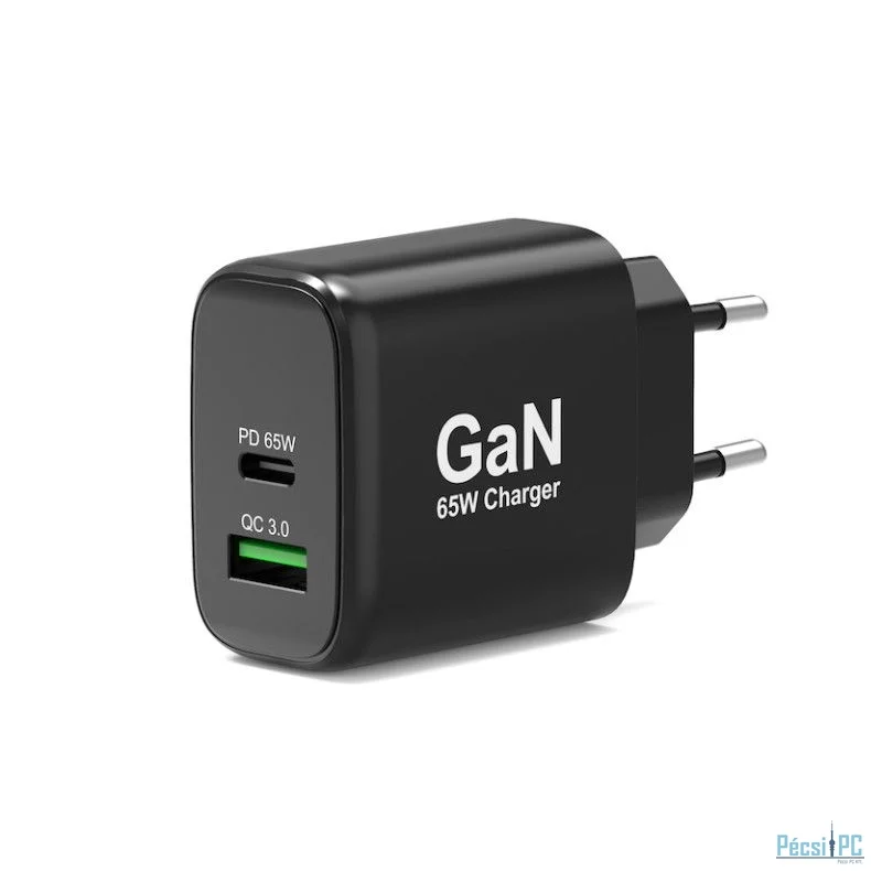 Port Designs GaN Charger for USB-C and USB-A 65 W Black