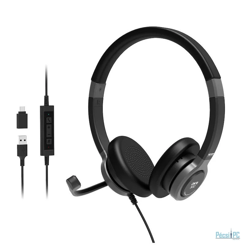 Port Designs Stereo USB headphone PRO ON''''R 300 Black