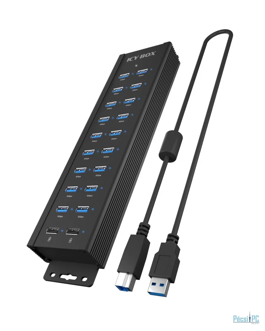 Raidsonic IcyBox IB-HUB1720-U3 20-portos USB3.2 HUB Black
