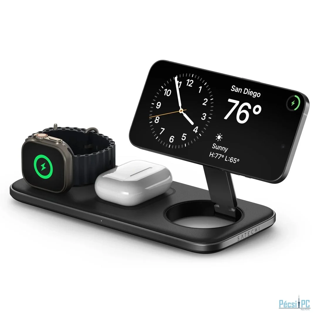 Satechi Qi2 Trio Wireless Charging Pad with Type A/C/G plugs Space gray