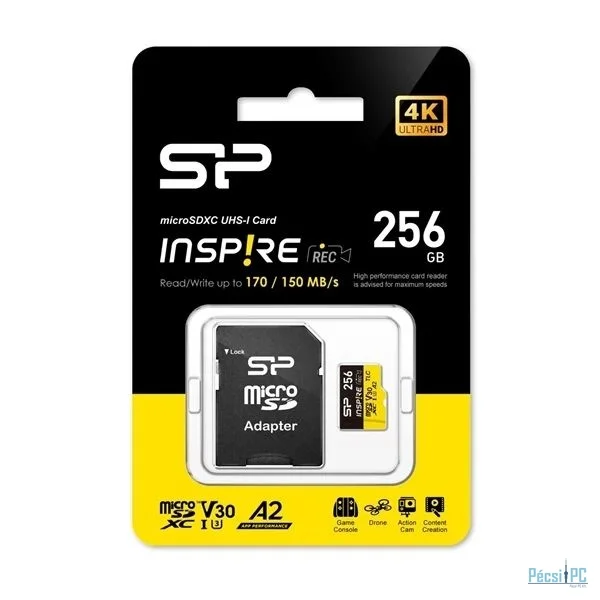 Silicon Power 256GB microSDXC Inspire UHS-1 U3 V30 A2 +adapterrel