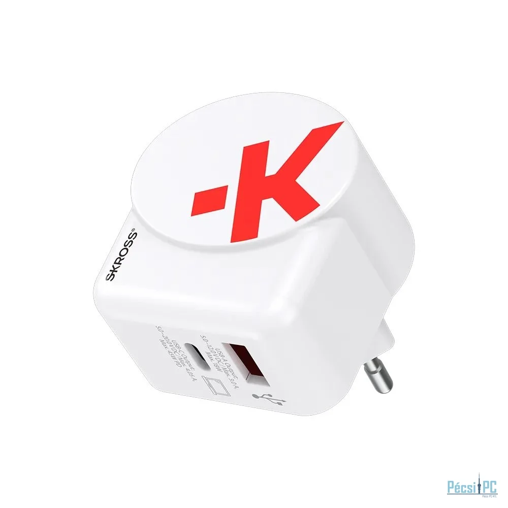 SKROSS 1xUSB-A 1xUSB-C PD 45W hálózati adapter White
