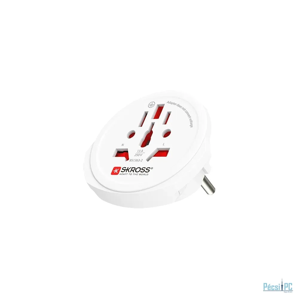 SKROSS Európába utazóknak földelt Adapter White