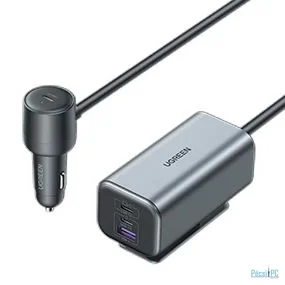 UGREEN 150W USB-C Car Charger with  Extended USB-A+2xUSB-C Charging Hub Grey