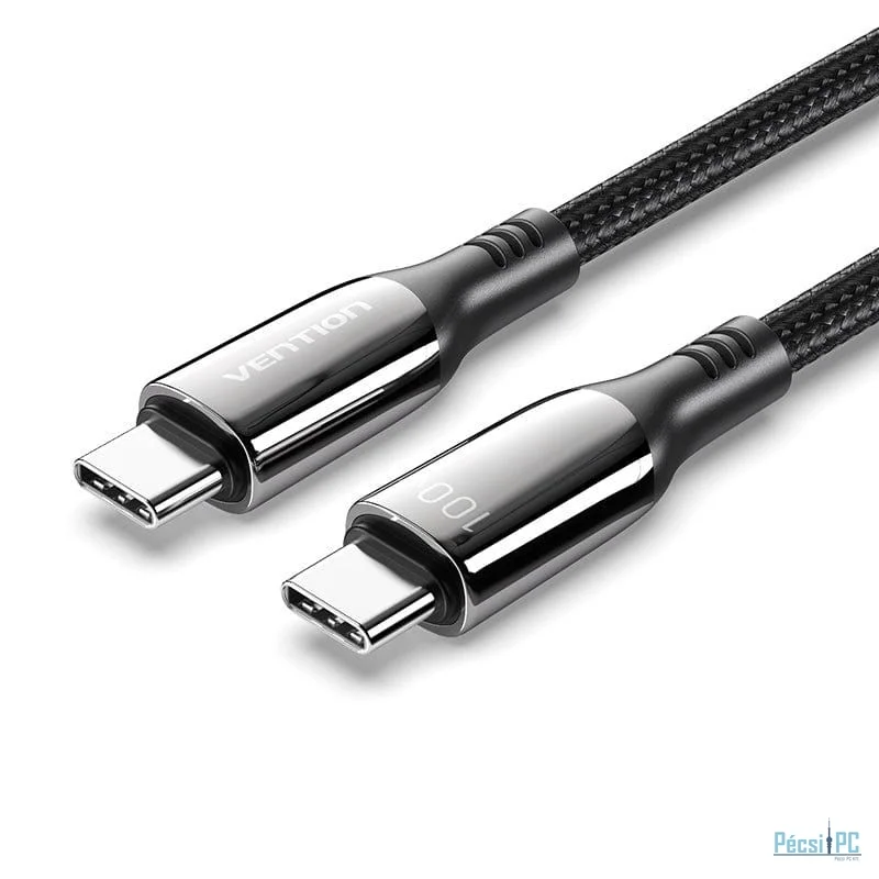 Vention Cotton Braided USB 2.0 C Male to C Male 5A Zinc Alloy Type cable 2m Black