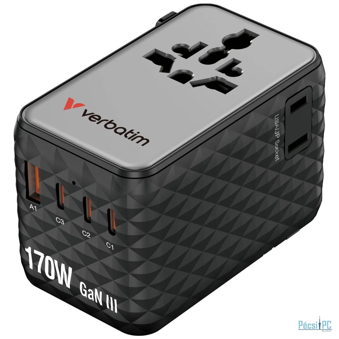 Verbatim Charge ''n'' Travel 170W GaN III Universal Travel Adapter