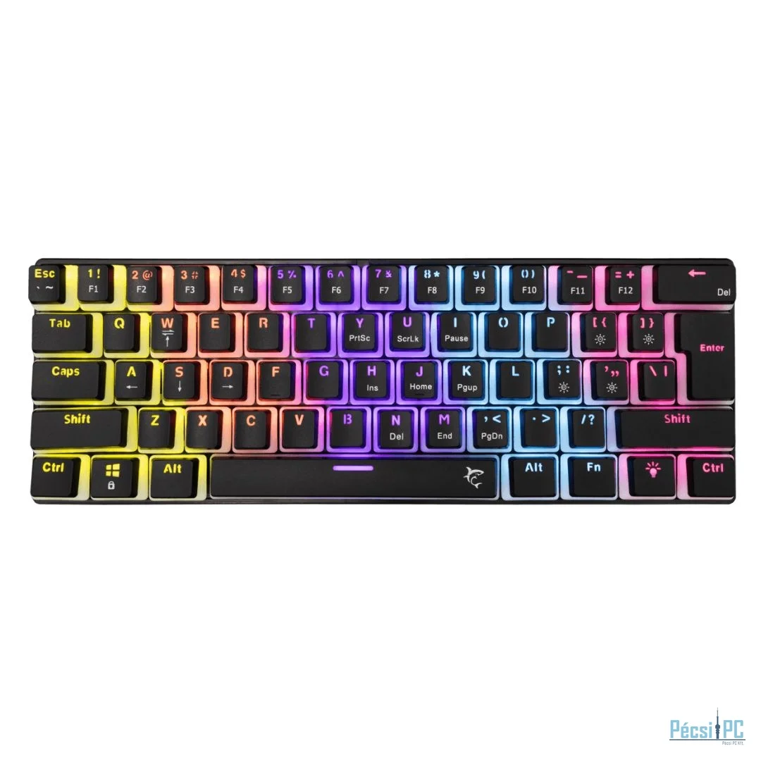 White Shark Ashiko 2 Red Switches Mechanical 60% Gaming Keyboard Black US