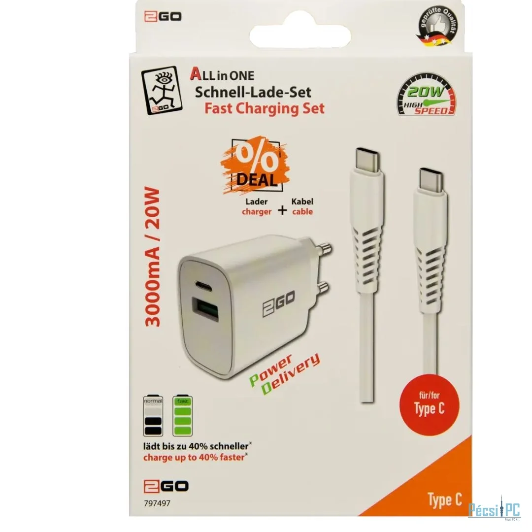 2GO All In One Fast Charging Set 20W White