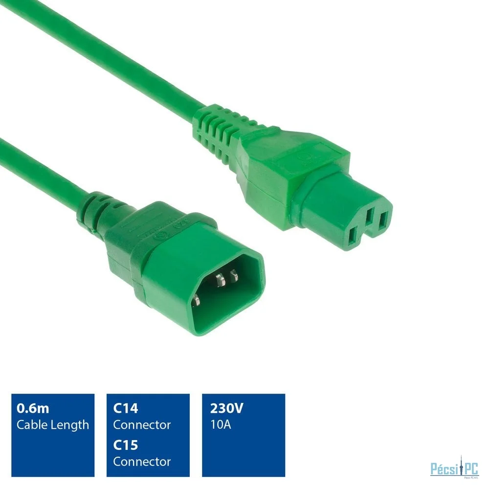 ACT ACT Powercord C14 - C15 green 0.6 m