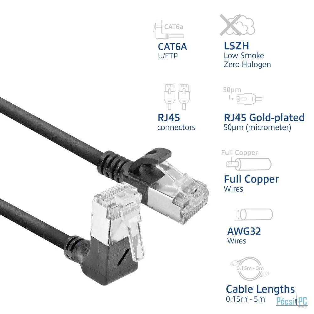 ACT CAT6A U-FTP Patch Cable 5m Black
